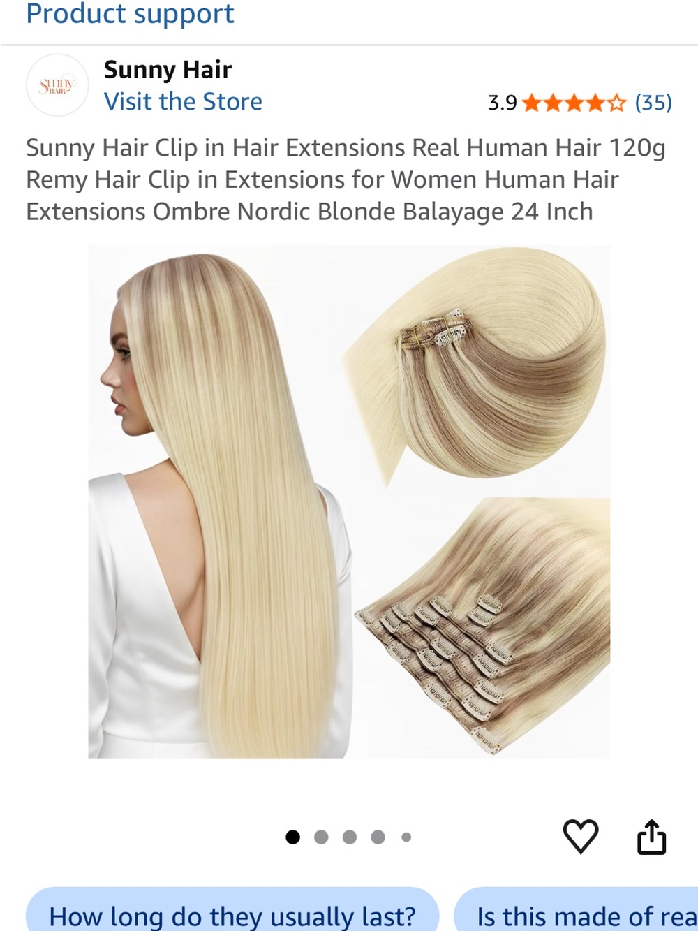 Nordic Blonde Clip-In Human Hair Extensions - Soft Blonde Balayage- never worn